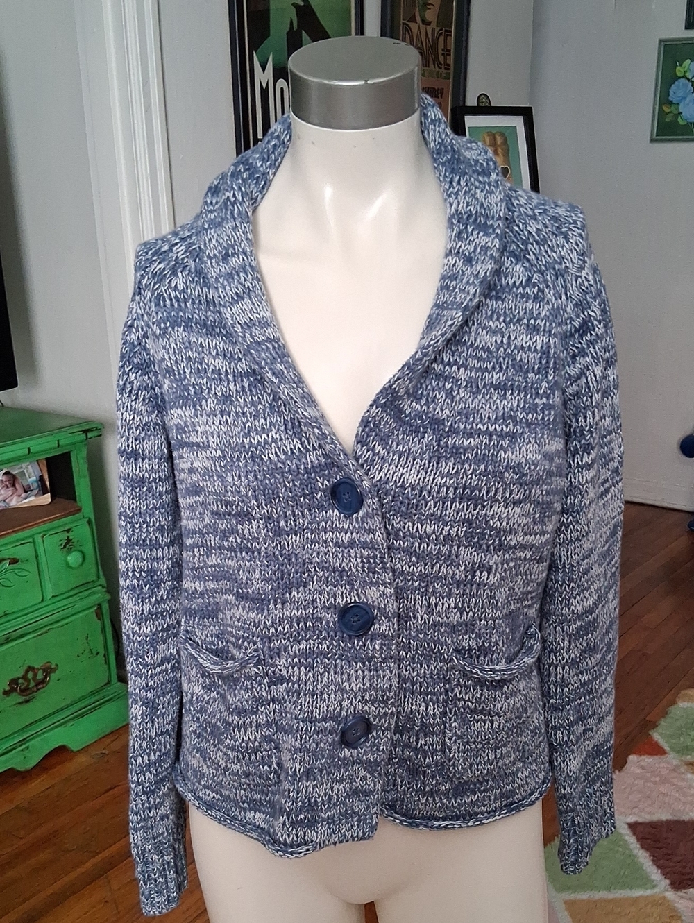 Liz Claiborne Blue Marled Knit Blazer Jacket